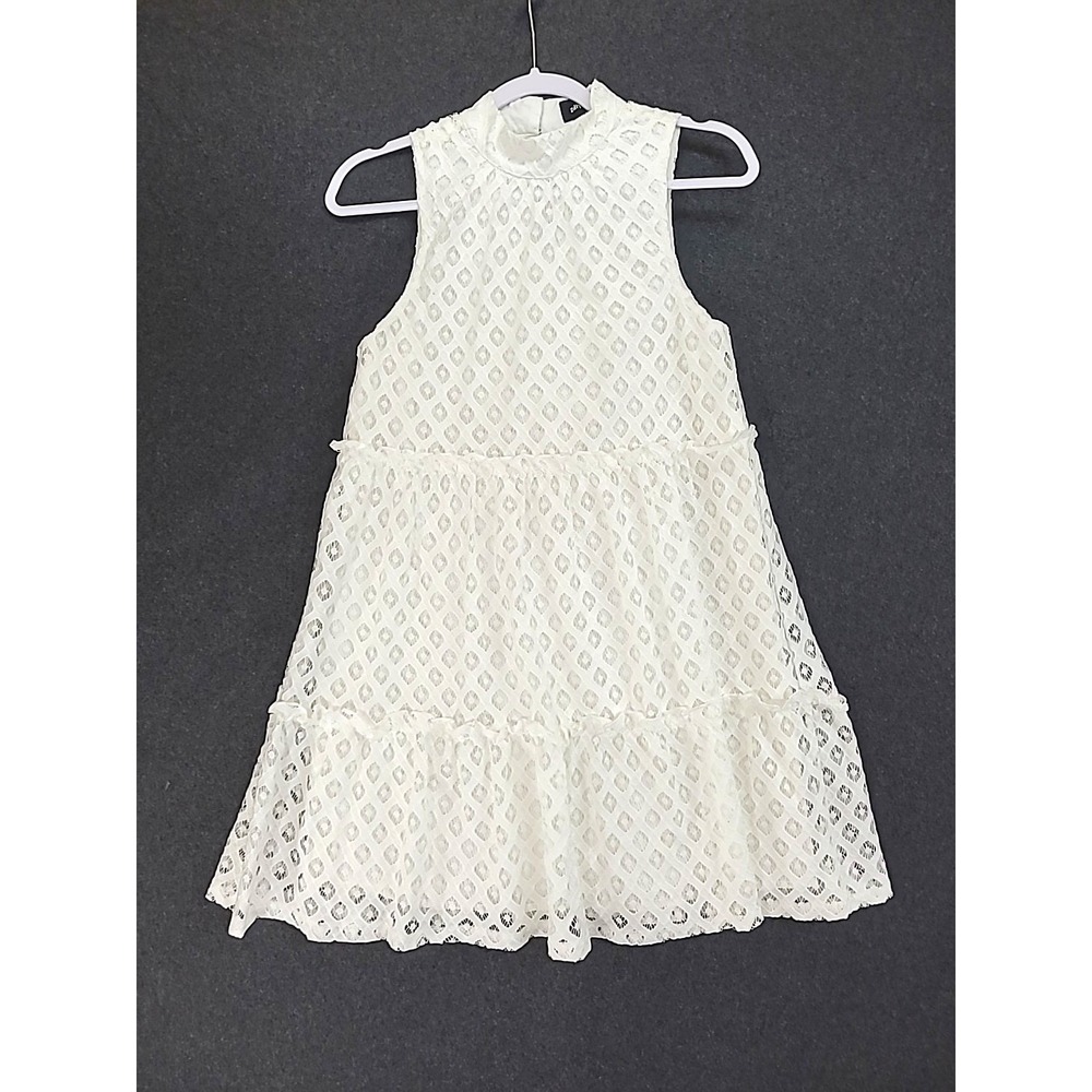 Sugar Lips Tiered Lace Mini Dress S Sm White Summer Beachy Coastal